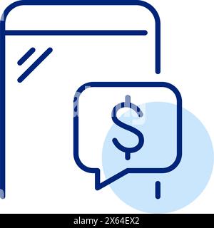 Smartphone and dollar message. Expense tracking, payment reminder or money transfer confirmation. Pixel perfect, editable stroke vector icon Stock Vector
