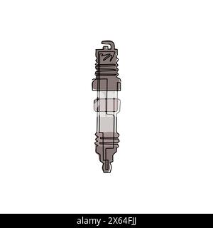 Single continuous line drawing spark plug icon. Vintage auto emblem. Emblem template. Design element for logo, label, sign, poster, t shirt. Dynamic o Stock Vector