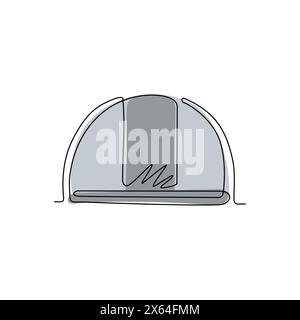 Single continuous line drawing gaul (gaelic) warrior helmet. Warrior symbol icon isolated. Element for emblem, sticker, badge, label, icon. Dynamic on Stock Vector