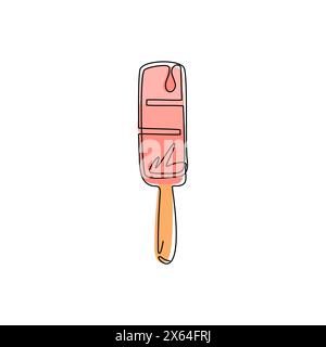 Single one line drawing popsicle ice cream icon. Frozen ice cream sticks flat logo symbol. Delicious dessert in summer isolated poster. Modern continu Stock Vector