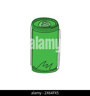 Single continuous line drawing soda aluminum can icon. Soda refreshing drink in summer concept. For flyer, sticker, card, logo, symbol, print, poster. Stock Vector