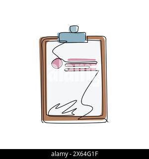 Single one line drawing clipboard icon in trendy flat style isolated on white background. Checklist symbol for web site design, logo, app, UI. Continu Stock Vector