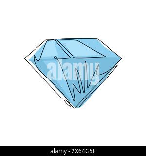 Single continuous line drawing brilliant, diamond flat line icon. linear style sign for mobile concept and web design. Symbol, logo illustration. Pixe Stock Vector
