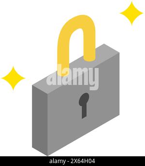 For Rent: Padlock Security, Isometric Illustration, Vector Illustration Stock Vector