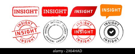 insight rectangle circle rubber stamp and speech bubble label sticker Stock Vector