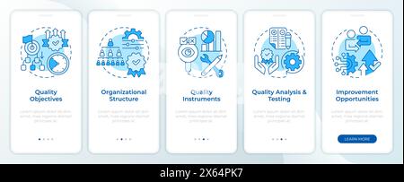 QMS structure blue onboarding mobile app screen Stock Vector