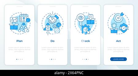 PDCA system blue onboarding mobile app screen Stock Vector