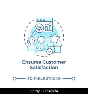 Ensures customer satisfaction soft blue concept icon Stock Vector