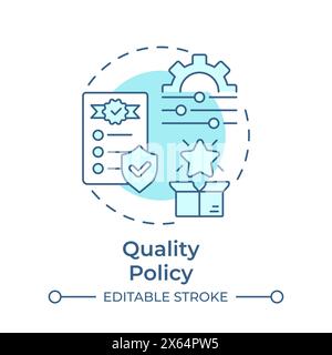 Quality policy soft blue concept icon Stock Vector