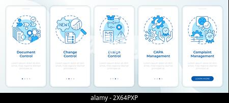 QMS organization blue onboarding mobile app screen Stock Vector