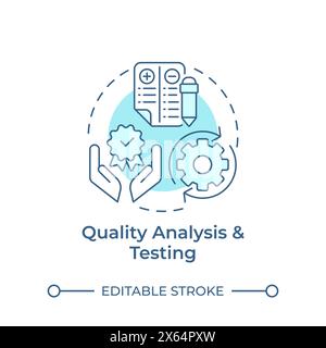 Quality analysis and testing soft blue concept icon Stock Vector