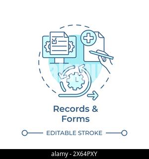 Records and forms soft blue concept icon Stock Vector