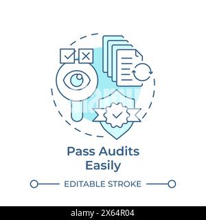 Pass audits easily soft blue concept icon Stock Vector