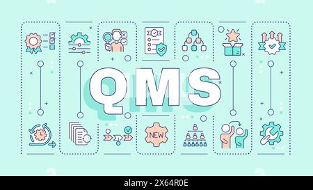 QMS turquoise word concept Stock Vector