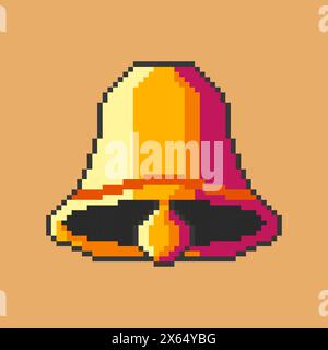 Vector Illustration of Bell with Pixel Art Design Stock Vector