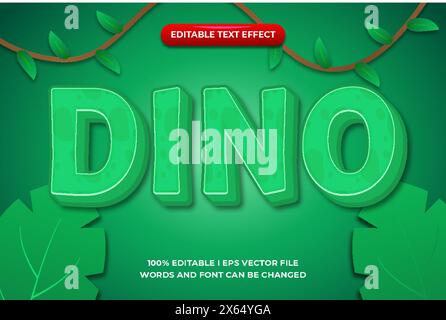 Editable text effects Dino , words and font can be changed Stock Vector