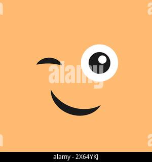 Smiling face with a wink on color background. Vector illustration Stock Vector