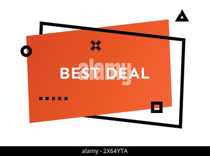 Best deal orange geometric trendy banner.  Modern gradient shape with promotion text. Vector illustration. Stock Vector