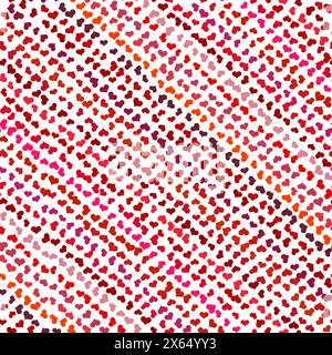 Seamless pattern with red hearts. Swirling red hearts on a white background. Vector valentine illustration. Stock Vector