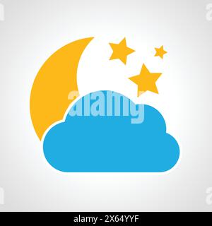 Cloudy night Icon. Multicolored weather icon on white background. Vector illustration. Stock Vector