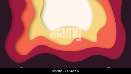 Abstract  Background with Orange Paper Cut shapes banner design. Vector illustration Stock Vector