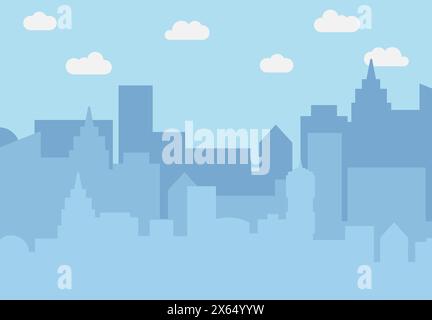 City landscape with skyscrapers in the daytime. Vector illustration Stock Vector
