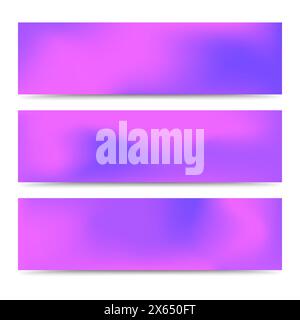 Smooth abstract blurred gradient pink banners set. Abstract Creative multicolored background. Vector illustration Stock Vector
