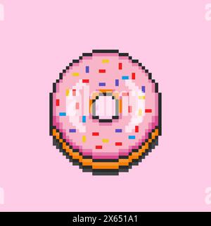 Pixel art donuts food design Stock Vector