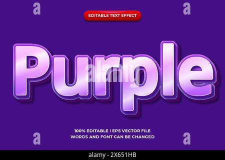 Editable text effects Purple , words and font can be changed Stock Vector