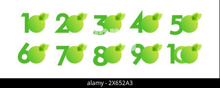 Discount concept. Set of green numbers. Happy anniversary template. Shopping labels. Spring or summer collection of symbols. Creative icons with empty Stock Vector