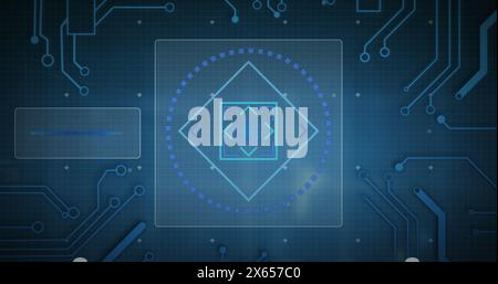 Image of data processing over dark background Stock Photo