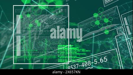 Image of scientific data processing on digital screens Stock Photo