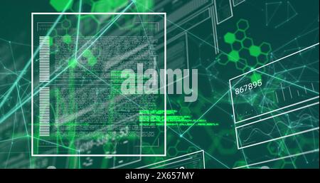 Image of scientific data processing on digital screens Stock Photo
