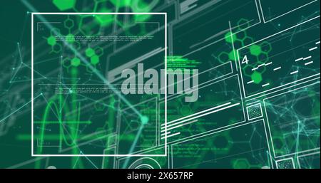 Image of scientific data processing on digital screens Stock Photo