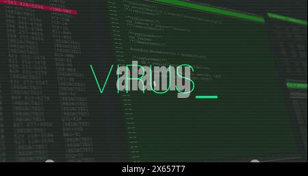 Image of virus text over data processing Stock Photo
