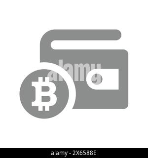 Bitcoin wallet vector icon. Crypto, cryptocurrency symbol. Stock Vector