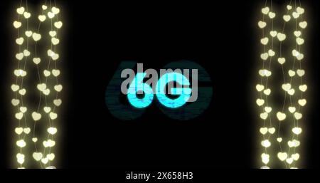 Image of 6g text over hearts Stock Photo