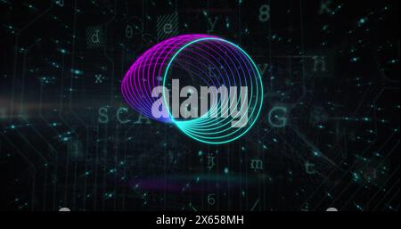 Image of data processing over circles Stock Photo