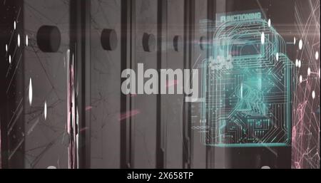 Image of data processing over padlock Stock Photo