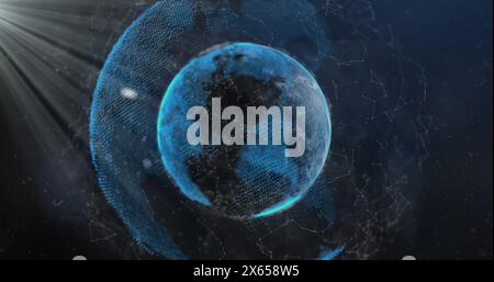 Image of data processing over globe Stock Photo