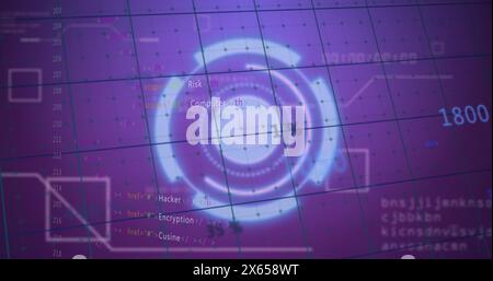 Image of data processing over blue background Stock Photo