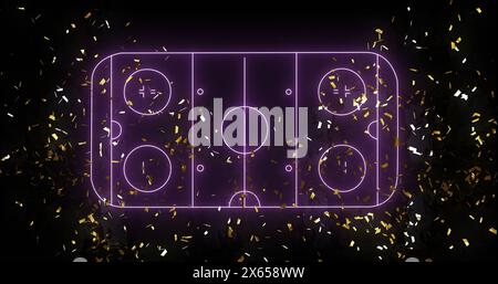 Image of confetti over neon stadium Stock Photo