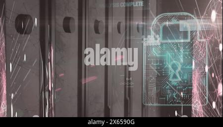 Image of data processing over padlock Stock Photo