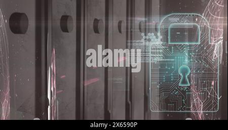 Image of data processing over padlock Stock Photo
