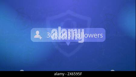 Image of social media icon and text over online security padlock Stock Photo