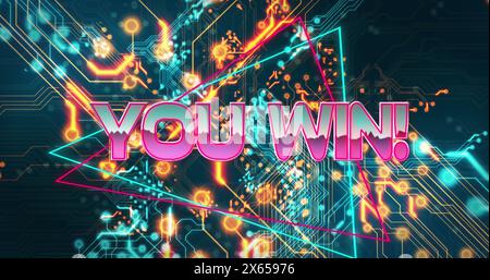 Image of you win text over network of connections Stock Photo