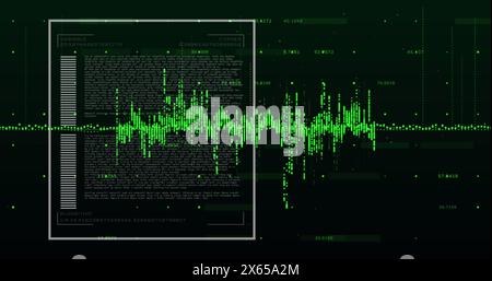 Image of graphs, loading bars, data and changing numbers over black background Stock Photo