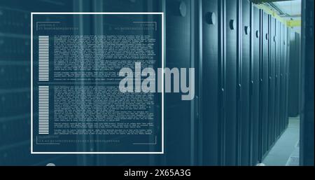 Image of loading bars and computer language over data server room Stock Photo