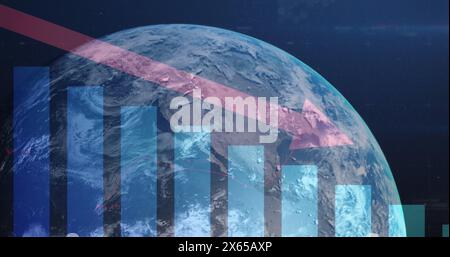 Image of financial data processing over globe Stock Photo