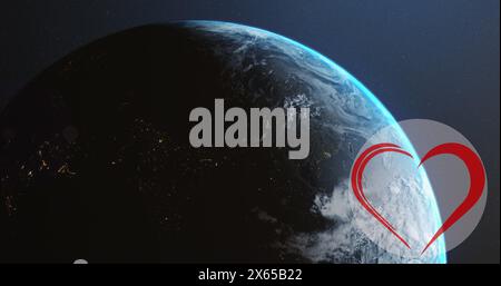 Image of heart over spinning globe Stock Photo
